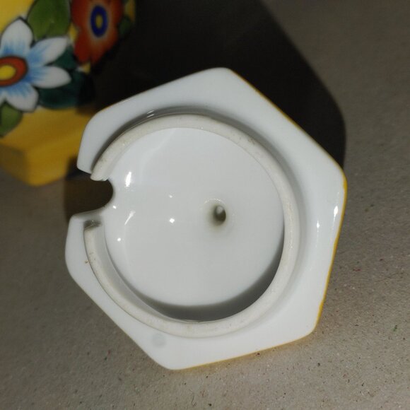 Noritake Japan Yellow Floral Salt Pepper Shaker Set Lidded Mustard Bowl Spoon - Picture 5 of 12